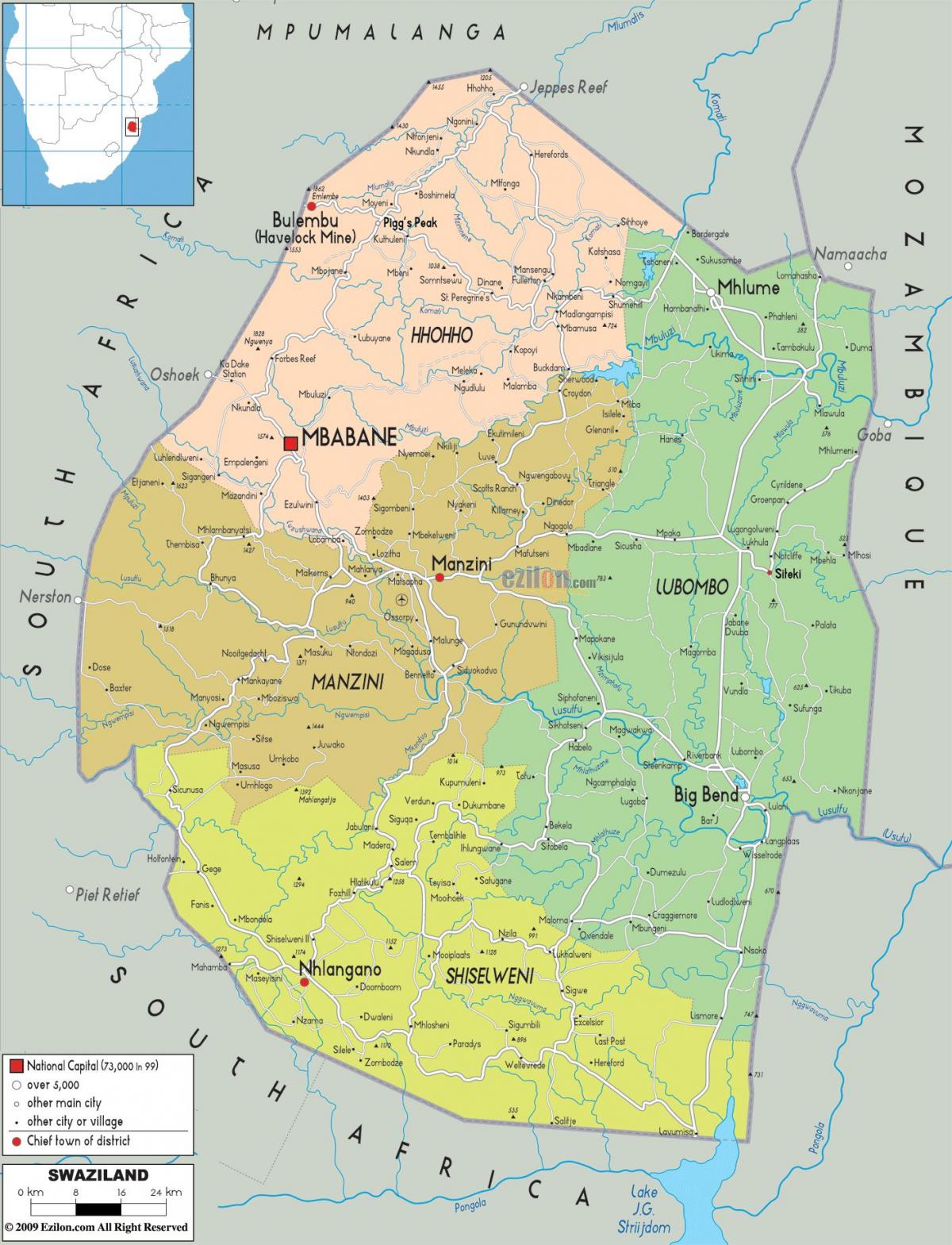 Mapa de manzini Swazilàndia