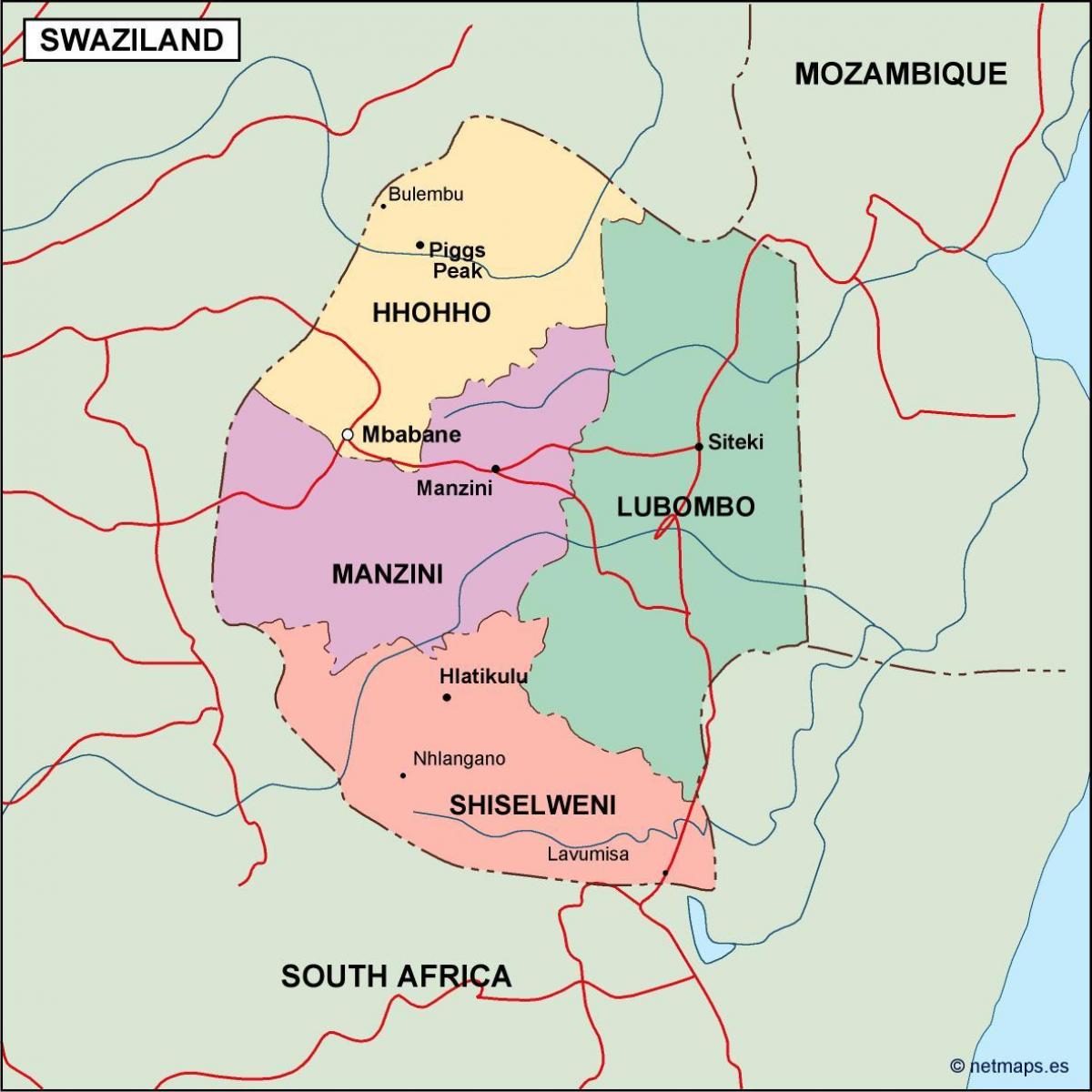 Mapa de Swazilàndia