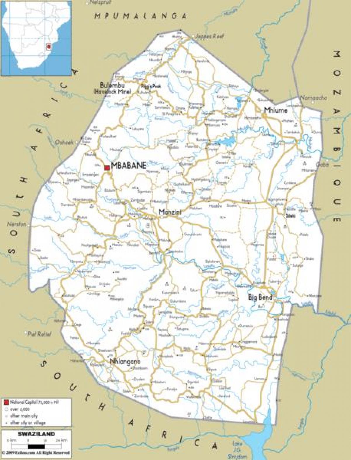 Mapa de Swazilàndia mbabane