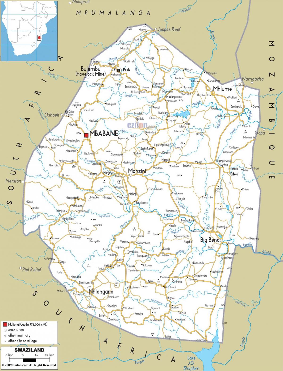 el mapa de Swazilàndia
